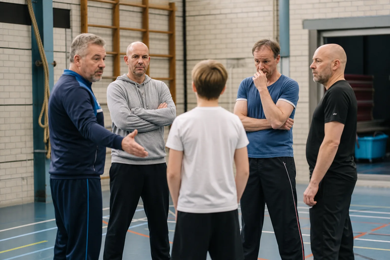 Een Nederlandse sportclub of leslokaal. Beeld bij het artikel: Wie weet er nog waar de leerling staat als vier instructeurs elkaar afwisselen?