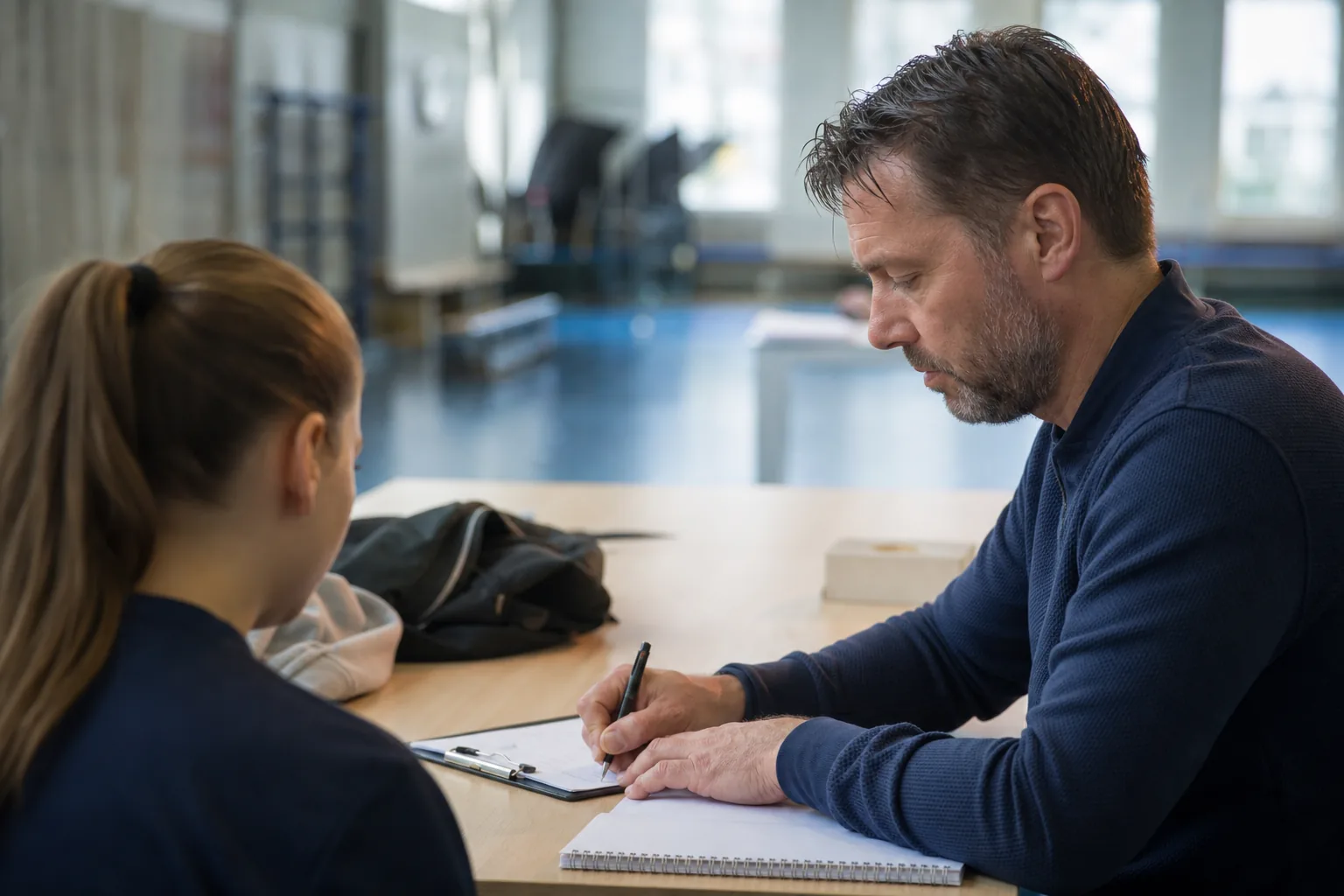 Een Nederlandse sportclub of leslokaal. Beeld bij het artikel: Mag je alles over een leerling vastleggen en wie mag dat dossier later inzien?